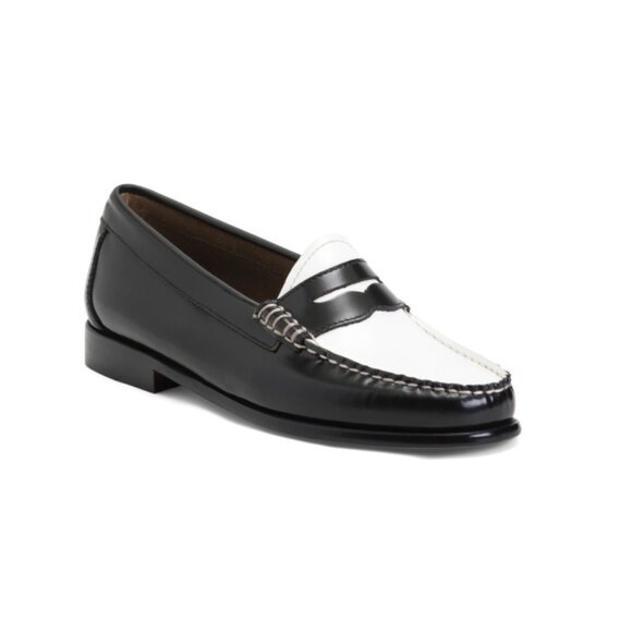 GH BASS Black/white Leather Whitney Weejun Loafers - Picture 1 of 2